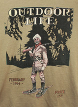 OUTDOOR LIFE Guide Mountain Man 1914 Cover T-Shirt XL Olive Green Hunter - $19.75