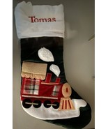 Pottery Barn Kids Green Velvet Train Christmas Stocking Embroidered TOMA... - $14.62