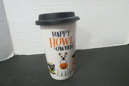 Dei Brand Ceramic Travel Mug W/Silicone Lid Happy Howl Oween 12 Oz - £7.88 GBP