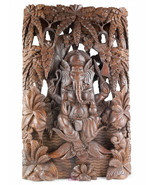 3D Wood Carvings Sculpture Wall Decoration Art DIVINE GANESHA - £390.78 GBP