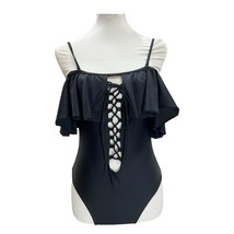 Yira Bathing Suit Small Black One Piece swimsuit women&#39;s Ruffle Corset  - $23.76