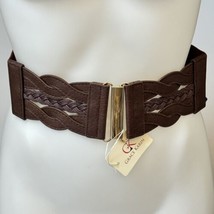 GK GRACE KARIN Belt Brown Faux Leather Front Elastic Back Gold Tone Wome... - £16.47 GBP