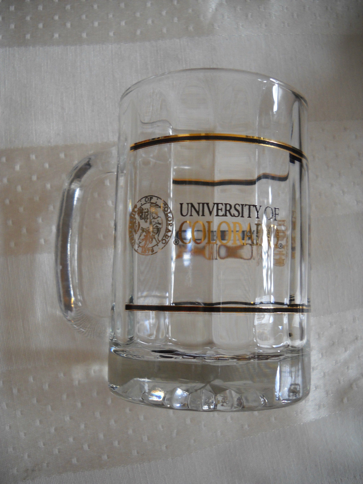 Primary image for * University Colorado Est 1876 Gold Trim Beer Stein Glass Mug 4 3/8" Tall 