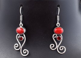 925 Sterling Silver Oval Coral Gemstone Gold/ Rose Plated Handcrafted Earrings - £19.75 GBP+