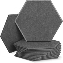 Hexagon Acoustic Panels, 12-Pack - Self-Adhesive Sound Absorbing Panel, Gray - £32.94 GBP