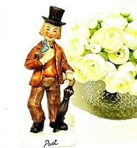 Vintage Ucagco Ceramics Japan Victorian Man POET Figure Top Hat Bird Umbrella - £5.36 GBP