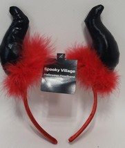 Spooky Village Devil Horns Gothic Headpiece Halloween Headband Red /Black - $236.53 MXN