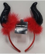 Spooky Village Devil Horns Gothic Headpiece Halloween Headband Red /Black - $236.83 MXN
