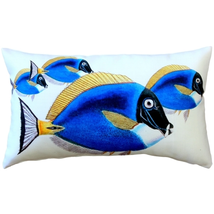 Blue Surgeonfish Fish Pillow 12x19, Complete with Pillow Insert - £25.13 GBP