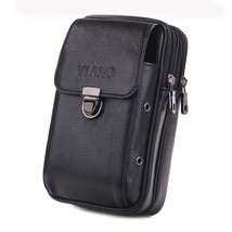 Men Genuine Leather Waist Pack Double Zipper Wallet Pocket Case Purse High Quali - £29.19 GBP