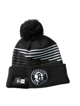 New NWT Brooklyn Nets New Era Zig Zag Logo Cuffed Pom Knit Beanie Hat - £20.05 GBP