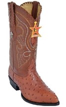 Los Altos Ostrich Cowboy Boots J-TOE 990303 Cognac - £342.85 GBP