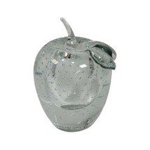 VTG Art Glass Apple Paper Weight 3 x 5&quot; Hand Made Bullicante Controlled Bubbles  - £37.34 GBP
