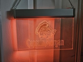 Captain Morgan Light Up Neon Pink Sign Parrot Bay Whiskey Advertising Ba... - $183.16