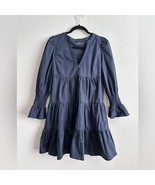 Pomander Place Navy Cotton Poplin Kenzo Dress M Cropped Sleeves - $73.50