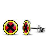 X-MEN EARRINGS 10mm Round Stud Stainless Steel Post X Men Comics Superhe... - $129.73 MXN