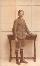 YOUNG BRITISH BOY NAMED TEDDY WISHES HAPPY CHRISTMAS~1930s REAL PHOTO PO... - $9.34
