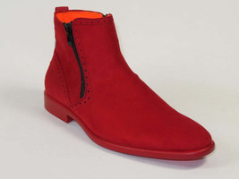 Men TAYNO Chelsea Chukka Soft Micro Suede Zip up Boot Coupe S Red image 2