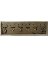 Set of 6 Fourth Of July Wine Markers by Crate &amp;Barrel Americana Red Whit... - $8.59