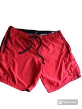 OP Red Black Swim Trunks Mens Size 2XL Cargo Pockets Mesh Liner Shorts - £7.90 GBP