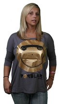 Bench UK Popular B Top Gray Gold Smiley Face Raglan Style Cotton Blend T-Shirt - £23.44 GBP