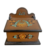 Wooden Salt Box Handpainted Birds Toleware 80s Kitchen Country Farmhouse... - €41,97 EUR