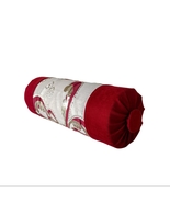Red Velvet Bolster Pillow, Decorative Button, High Quality, Unique, 6x16&quot; - £43.03 GBP
