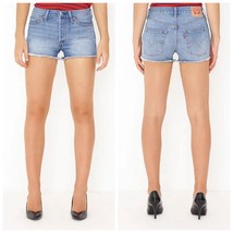 Levi&#39;s 501 Button Fly Cut Off Mom Denim Jean Shorts Size 28 - $570.22 MXN