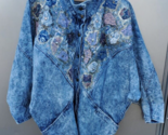 1980s Bennington&#39;s New York Acid Wash Embellished Denim Jacket Ladies SM... - $49.45