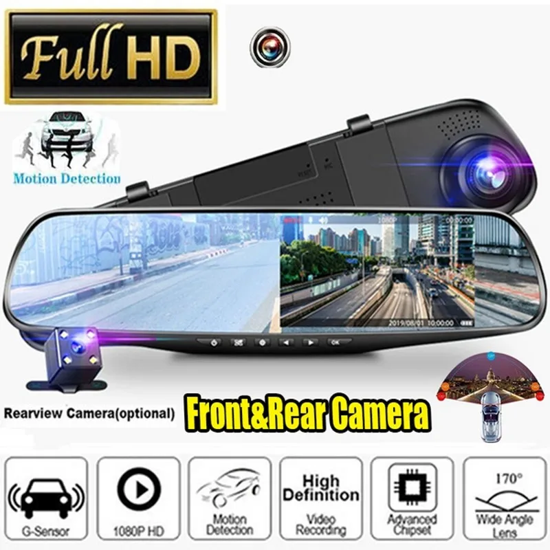 Car Rearview Mirror DVR 2.8/4.3inch Driving Recorders Wide Angel Automobile - £29.16 GBP+