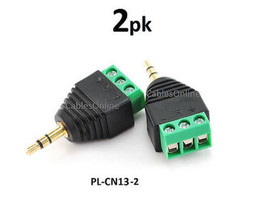 2-Pack 3.5Mm 1/8&quot; Stereo Male Plug To Av 3-Screw Terminal Block Balum Co... - £11.74 GBP