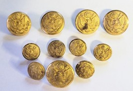 Vintage Lot of D. Evans US Army Great Seal Brass Buttons  Set Jacket &amp; Cuffs - £11.67 GBP