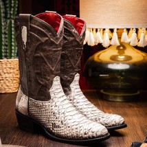 KANSAS Genuine Snake Skin Cowboy Boot from the Western Collection Natural image 7