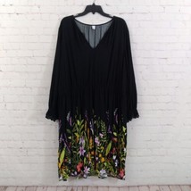 Old Navy Dress Womens XXL Black Floral Long Sleeve V Neck Knee Length Boho Rayon - $17.99