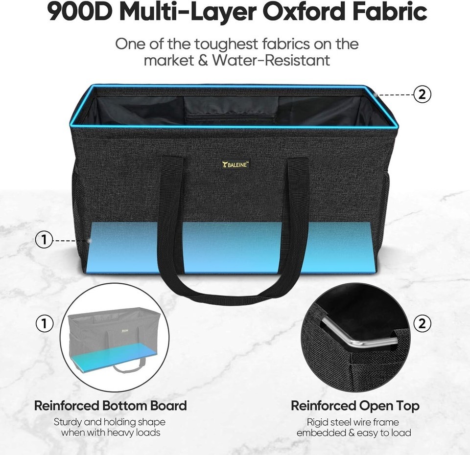 Extra Large Waterproof Utility Tote Bag with Wire Frame for Shopping 22''x12'' Item image 4