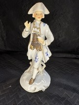 Victorian Porcelain Figure Gentleman White Suit Blue Flower Design - £14.50 GBP