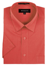 Marquis Men&#39;s Solid Coral Wrinkle Resistant Short Sleeve Sleeve Dress Sh... - £13.39 GBP