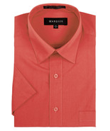 Marquis Men&#39;s Solid Coral Wrinkle Resistant Short Sleeve Sleeve Dress Sh... - $16.82