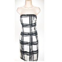 Express Design Studio Women&#39;s Size 8 Black and White Striped Strapless D... - $15.84