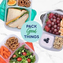 Lunch boxes - Bento Snack Boxes Reusable 3-Compartment Food Containers Set of 4 - £18.14 GBP
