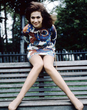 Valerie Leon 8x10 Photo 1960&#39;s leggy pose on park bench - £6.25 GBP