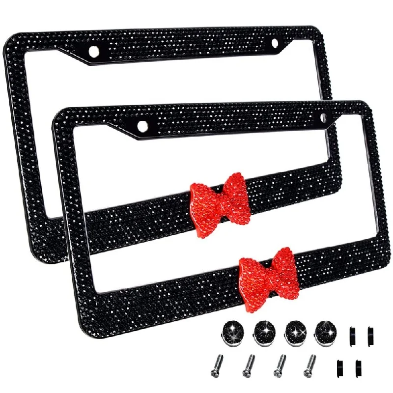 2PC Bling  License Plate Fe Tag Glitter Crystal Sparkling Rhinestone License Pla - £68.54 GBP