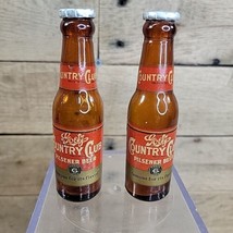 Miniature Glass Goetz Country Club Beer Bottle Salt Pepper Shakers, Joseph, Mo. - £10.32 GBP