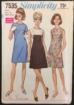 1960s Size 10 B 32 1/2 A Line Front Seam Dress Simplicity 7535 Vintage P... - £5.52 GBP