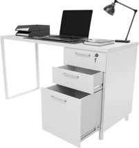 Milano Home Office Desk - 47 Inch White/White Home Office, And Writing Table - £287.92 GBP