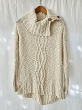 Anthropologie Turtleneck Cowl Sweater MEDIUM Cable Knit Moth Ivory Cream Tunic - £22.01 GBP