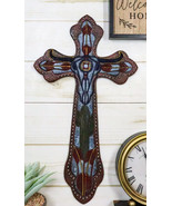 Rustic Western Texas Longhorn Cow Desert Cactus Faux Leather Wall Cross ... - £23.63 GBP