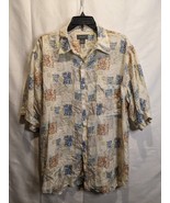 Bruno B Men&#39;s Size XL Hawaiian 100% Silk Shirt Multi Blue Cream Short Sl... - £14.69 GBP