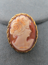 Vintage Marbro 12k Gold Filled Cameo Brooch Pendant Hand Carved Rope Twi... - £30.68 GBP