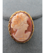 Vintage Marbro 12k Gold Filled Cameo Brooch Pendant Hand Carved Rope Twi... - $53.46 CAD